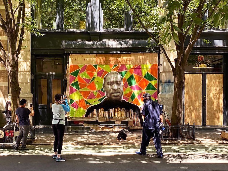 NYCCHR's tweet photo. George Floyd was murdered a year ago today. Across the U.S. and around the world, people gathered in historic numbers to demand a transformation in public safety and protest anti-Black racism. Today we reflect on his life and the ongoing work to dismantle racism in all its forms. https://t.co/qBTYb0KThU
