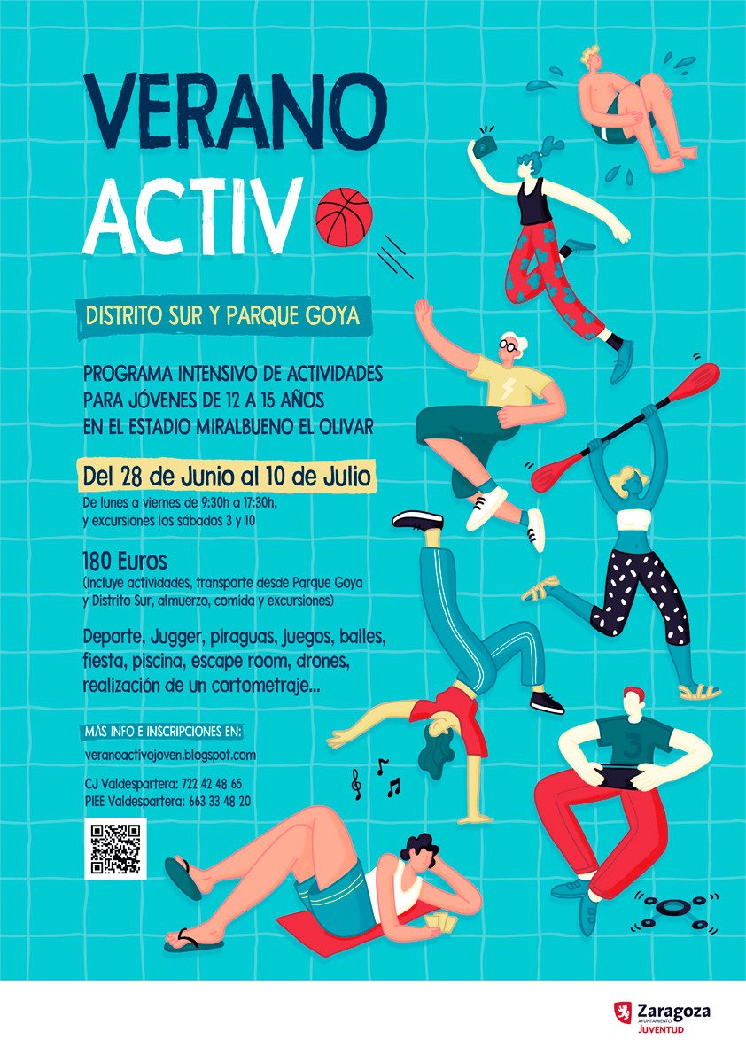 🌞 Verano Activo 2021
Colonias urbanas para adolescentes 12 - 15 años
El Servicio de Juventud del Ayuntamiento organiza la actividad en el Estadio Miralbueno El Olivar,del 28Junio al 10Julio
Con transporte en autobús incluido en el precio #DistritoSur
👇🏼 bit.ly/2SlDTce