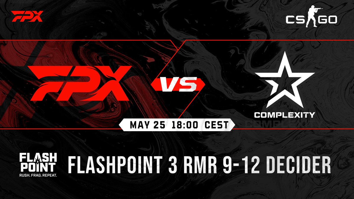 FPX_Esports's tweet photo. Are you ready for some more #FPXCSGO Action?
We will be facing off @Complexity at the @Flashpoint 3 RMR 9th-12th place decider match in 30 minutes!
Don't forget to tune in to the stream and cheer for the Phoenix!
📺https://t.co/AIvjiFPoPx https://t.co/grNE56V33b