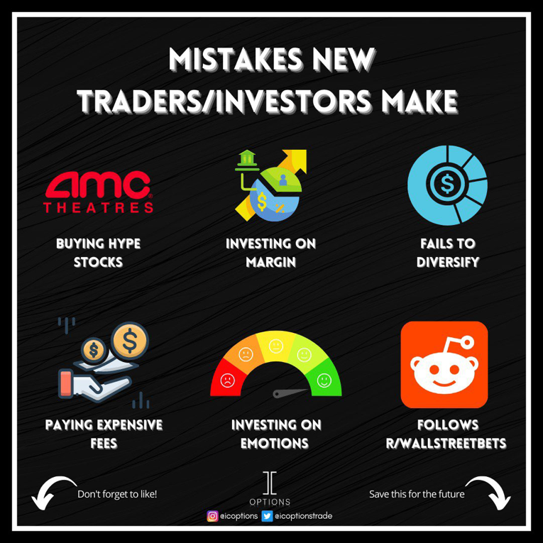 ICoptionstrade's tweet photo. If you are a new trader/investor, stay away from these habits. It’s easy to get caught up in the excitement of making quick moves on the market, which means it’s also easy to make costly mistakes! #ICtip

$AMZN $AMC $AAPL $BTC $GOOG $GOOGL $GME $SPY $SPX $QQQ $TSLA $NIO $NVDA https://t.co/uPHJ353ndg