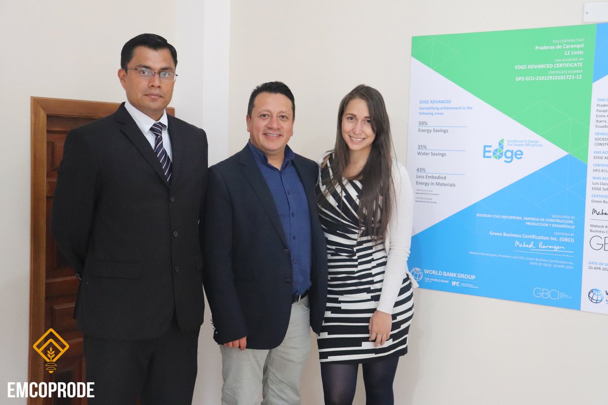 efficot_'s tweet photo. Como #Consultores en la #Certificación #EDGE® Advanced del Conjunto Habitacional "Praderas de Caranqui", compartimos la satisfacción de haber apoyado en el proyecto con mayor ahorro de #energía del #Ecuador 🇪🇨; nos sentimos orgullosos de promover #ConstruccionesSostenibles 🌱🏗. https://t.co/M2X8WU9NAV