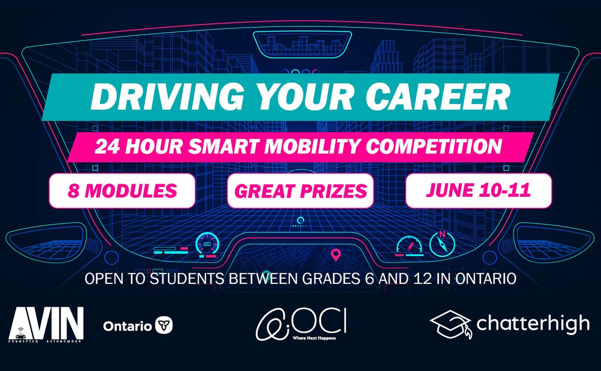Raed_Kadri1's tweet photo. We're excited to launch DRIVING YOUR CAREER: A 24-hour Smart Mobility Competition for #Ontario students in grades 6-12!

Competing #virtually, students will earn points, win prizes &amp; learn about career opportunities in the #automotive sector. Register now: https://t.co/AlLSt16oxx https://t.co/yjFg8H3YX2