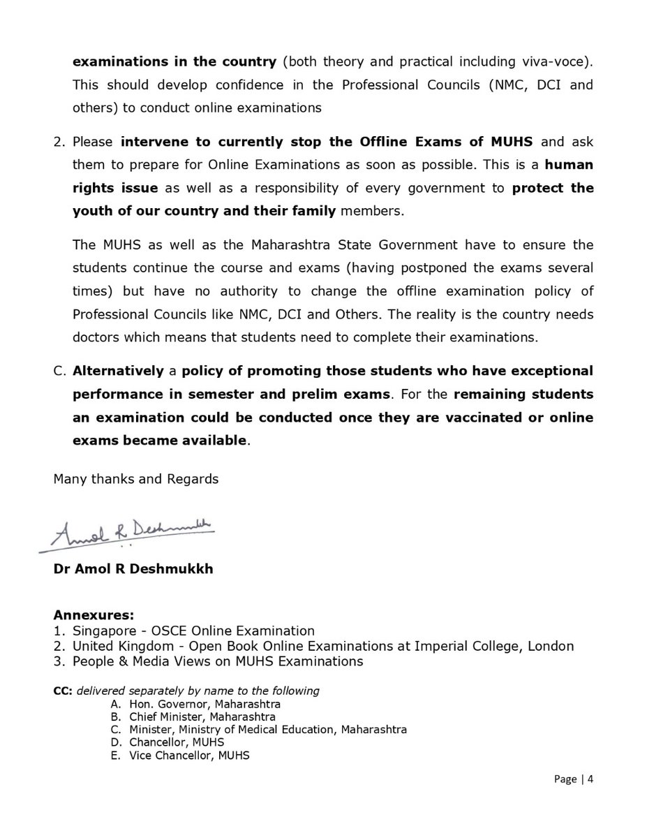 DrAmolDeshmukh's tweet photo. @DrRPNishank  Constitute a high level committee of relevant experts to provide both technical and operational guidelines on conducting online health sciences examinations in the country (both theory and practical including viva).

@CMOMaharashtra @AmitV_Deshmukh #muhsonlineexam https://t.co/OIXgmz00Ze