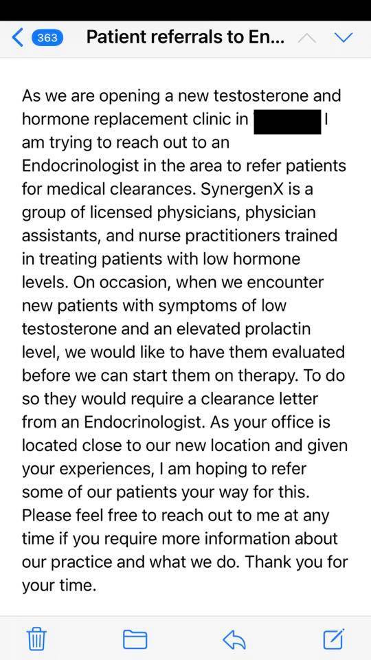 Suburbanbella's tweet photo. Dear Endocrinologists: How NOT to allow your license to be used like toilet paper....Aka stop selling your license for others to use to their benefit while you reap the liability rewards. This particular email ended up in the circular file. An appropriate place. https://t.co/cYhSnnAf6N