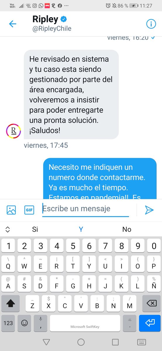 valegabaude's tweet photo. @RipleyChile
Dejen de burlarse!!! Realmente parece una estafa. Maldito mensaje automático como es posible que no te han telefono o mail formal de comunicación.
@SERNAC ingresada la denuncia que más puedo hacer? Mi producto Dice entregado y no es verdad!!! https://t.co/x7EBhwv434