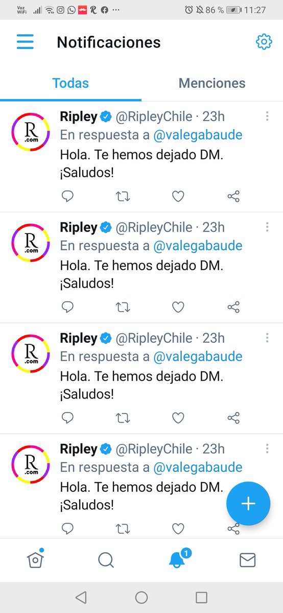 valegabaude's tweet photo. @RipleyChile
Dejen de burlarse!!! Realmente parece una estafa. Maldito mensaje automático como es posible que no te han telefono o mail formal de comunicación.
@SERNAC ingresada la denuncia que más puedo hacer? Mi producto Dice entregado y no es verdad!!! https://t.co/x7EBhwv434