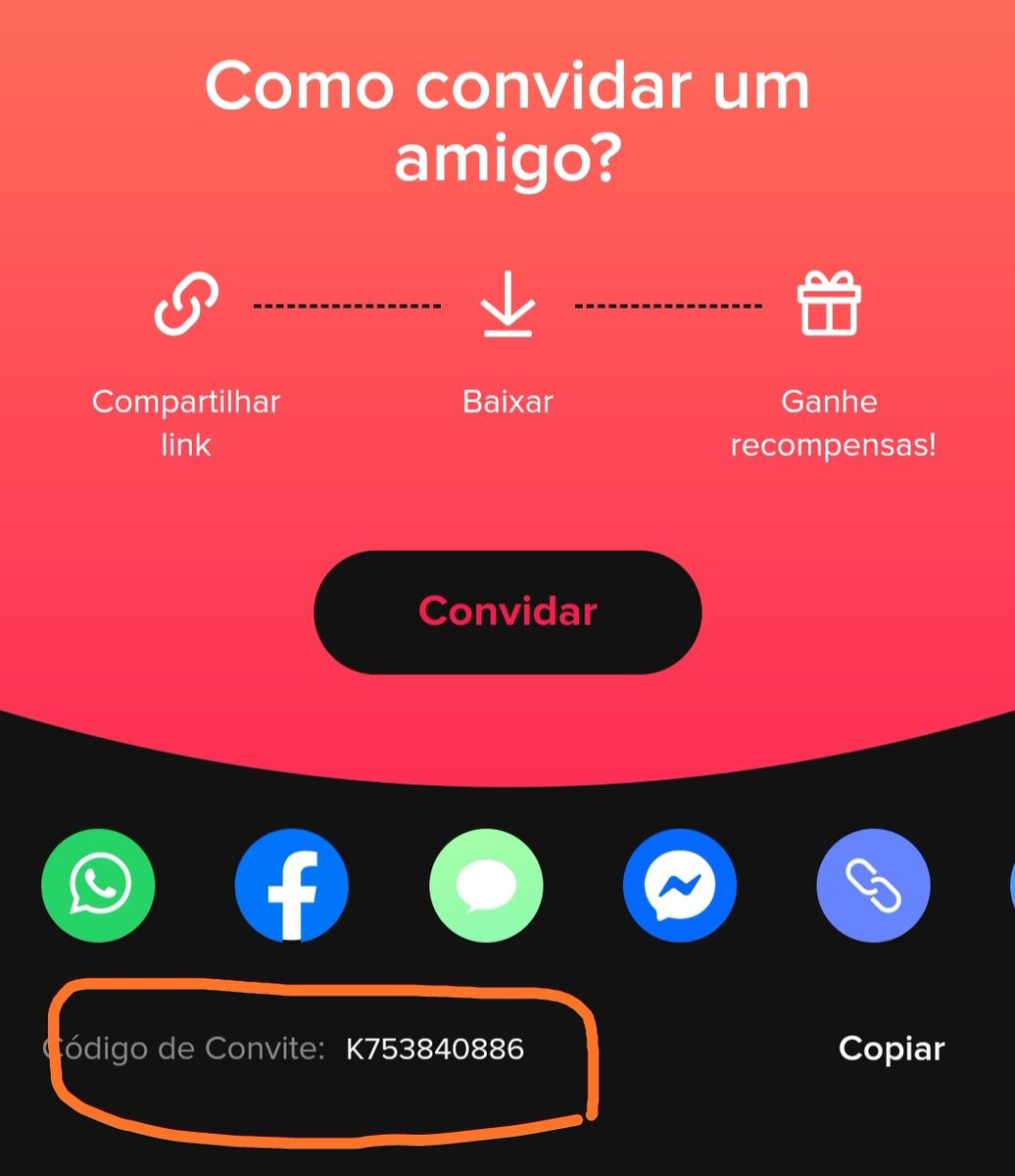 Quem quiser utilizar meu código no tik tok pode ficar avontade vai me ajudar muito vamos lá usa meu código e vamos ganha dinheiro.