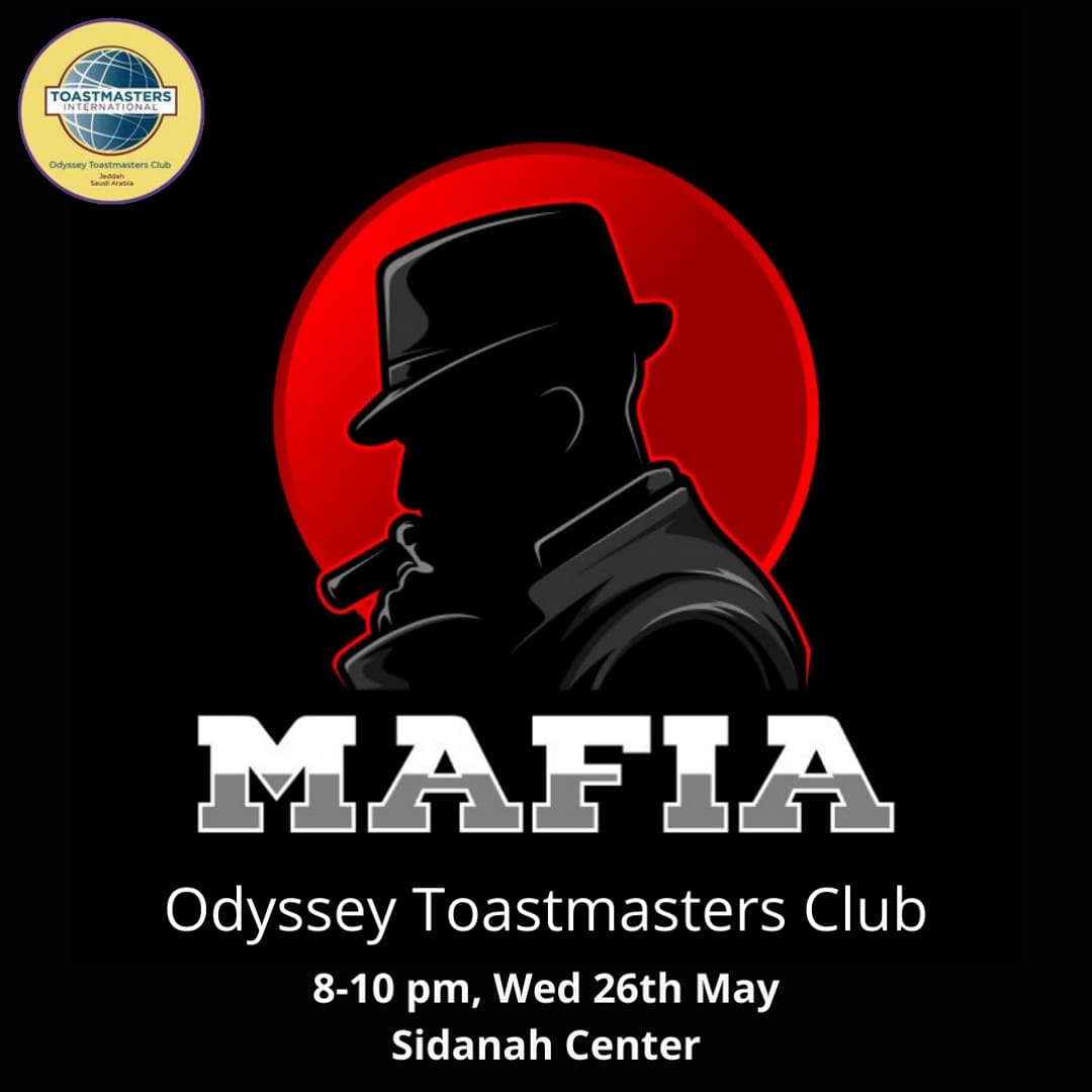 OdysseyTMC's tweet photo. Admit it or not, we all know we're drawn to it. It's dangerous, it's dark, it's the mafia.

Join the Odyssey TMC on Wed 26th May @ Sidanah Center to gratify 'The Godfather' in you with discussions on all things mafia.

📅 Wed 26th May
🕗 8-10 pm
📍Sidanah Center
💵 30 SAR https://t.co/5JO1uHoPzP