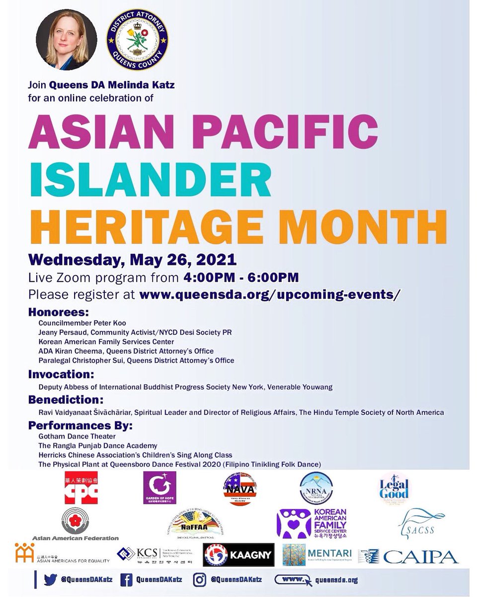shandraVoH's tweet image. You are invited by the office of @MelindaKatz and the cohost organizations to celebrate #apiheritage #AAPIHeritageMonth #StopAsianHateCrimes