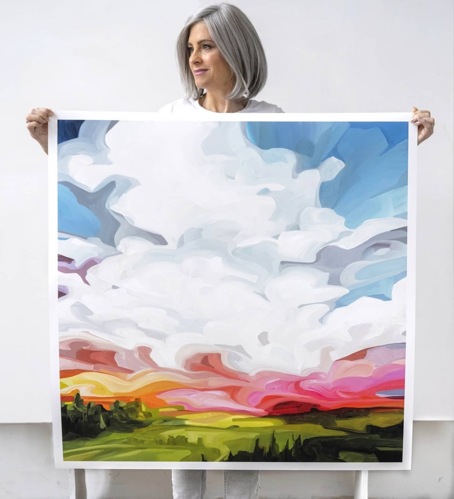 susannahbeeart's tweet photo. Because I just never tire of 'days like these'. What a beautiful sky to wake up to!  Treat yourself to a print today - such a lovely way to bring a little bit of color and joy into your home.  Link to the print shop in my bio above☝️
*
*
Shown is the 40 x 40" print of Days L… https://t.co/fym4Ti8OvM