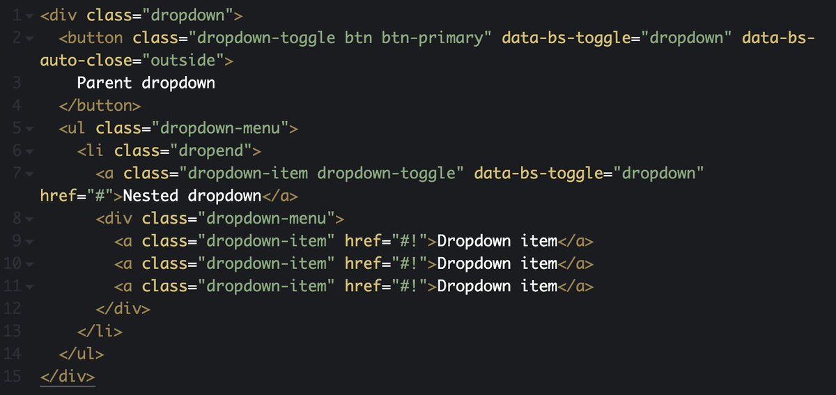 Finally there is a native way to create nested dropdowns in <a href="/getbootstrap/">Bootstrap</a> . `data-bs-auto-close` to the rescue. Thanks for that! codepen.io/yevsim/pen/eYv…