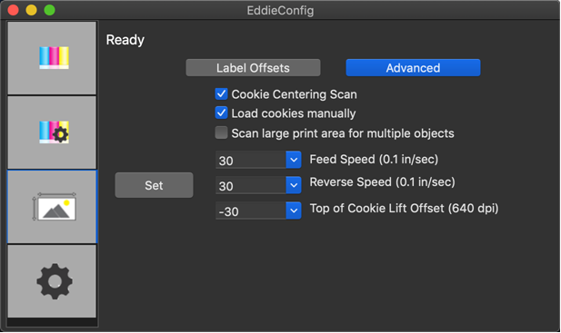 Attention Eddie Mac Users: we have a new driver/utility for Mac! You’ll find several new settings in the “Advanced” tab, including auto-scan for centering and speed adjustment of the platform. To download, go to primera.com/eddiedownloads.