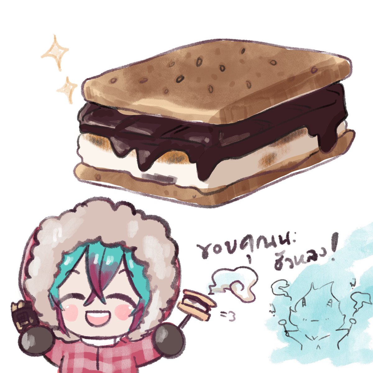 Tadhg_MPC's tweet image. ((อะโห้ย มีเพื่อนเป็นเตาปิ้งขนม จะพลาดได้ยังไงงง))
 
(มาชเมโลปิ้งติดไหม้นิดๆ ประกบด้วยช็อคโกแลตกับบิสกิต อร่อยสุดๆเลยล่ะครับแนะนำ!!)

(พกช็อคโกแลตมาเต็มเลย มาเอาไปทำกันได้นะ🍫)