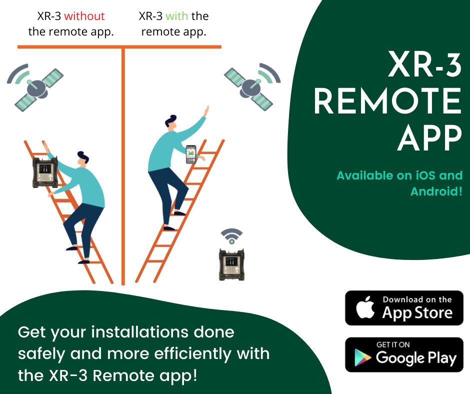 TesComUSA's tweet photo. Download the XR-3 Remote app today for your satellite meter! The XR-3 meter's screen is mirrored on your mobile device allowing a safer and more efficient way to install, troubleshoot, and align satellites. 
Learn More: https://t.co/aCgvkpd2uK https://t.co/bfcsmgMh6c