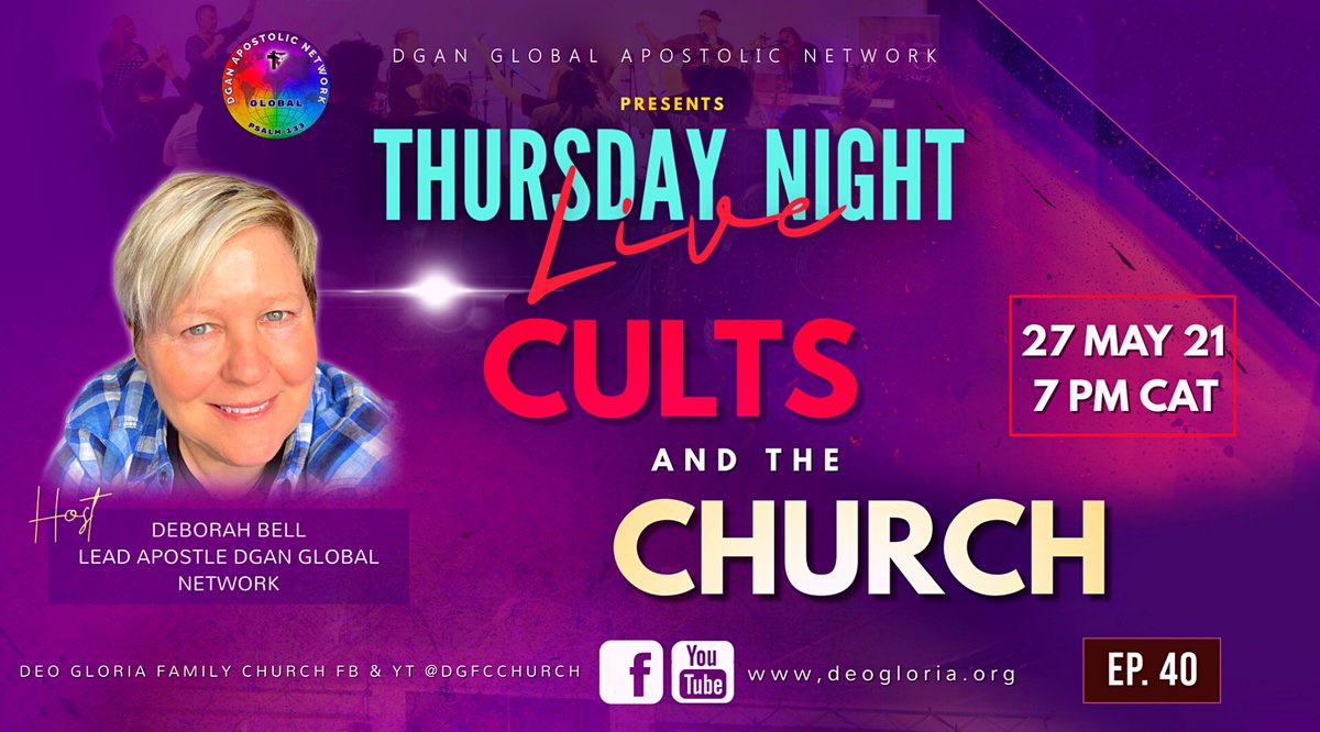 DeborahCBell's tweet photo. TNL 7pm CAT - You don't want to miss this! What is a cult? How do I identify one? Can churches be cults? - Here is the link https://t.co/lPW14JIt5w #cults #exposingcults #LGBTQ #lgbtqchurch #gay #tnl @dgfcfamily @MarietjieG1 https://t.co/Cvjg8Oa8zp