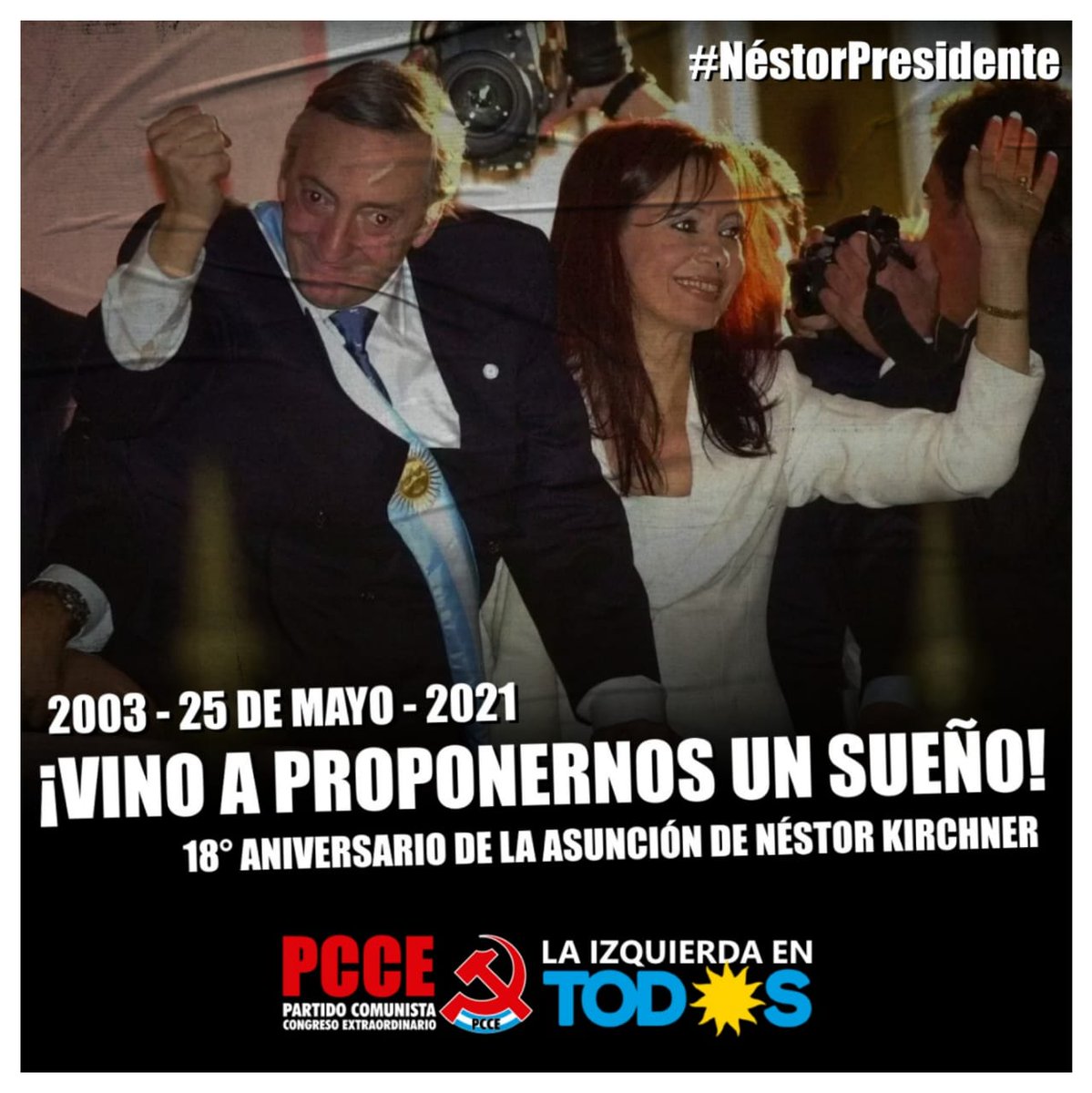 #25deMayo |  Hace 18 años vino a proponernos un sueño. ¡Sigamos luchando por una Patria liberada! 

#RevolucionDeMayo 
#LiberacionODependencia 
#PCCE #LaIzquierdaEnTodx