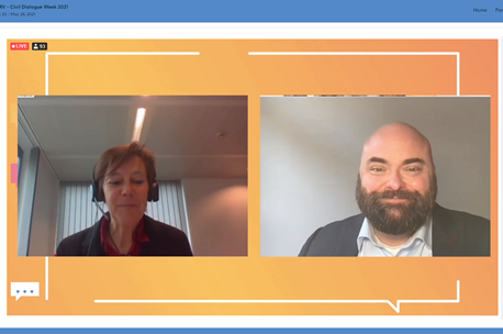 TGEUorg's tweet photo. "Trans people face violence because they do not fit societal gender norms and stereotypes and they must be included in EU gender-based violence work, including funding" - TGEU's ED Masen Davis, at #CERV #Civildialogueweek on #GBV and EU funding https://t.co/rNbq3rFHiL