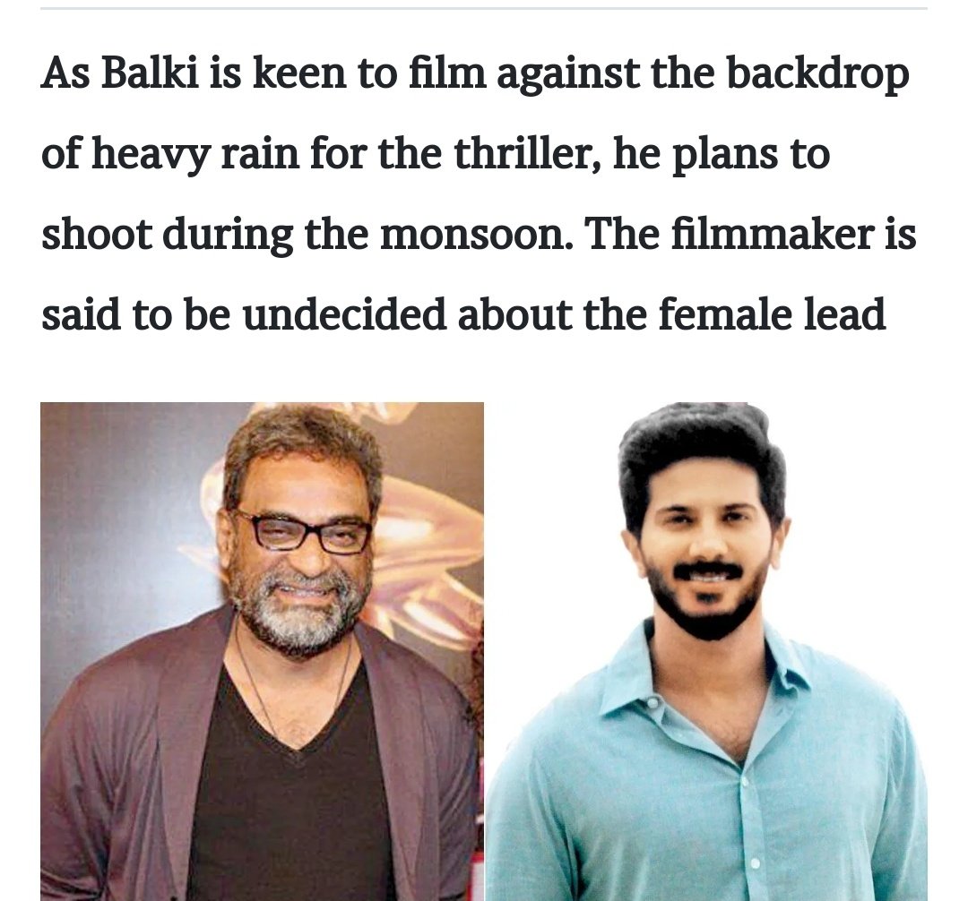 DQChalakudy's tweet photo. #RBalki 's Film with @dulQuer is likely to be start rolling from July.

This movie is a Thriller Packed one and Director want this movie to be shooted in rainy background.. 🎥🌧️

#DulquerSalmaan #Kurup #Salute https://t.co/PvJQtz5Dz1