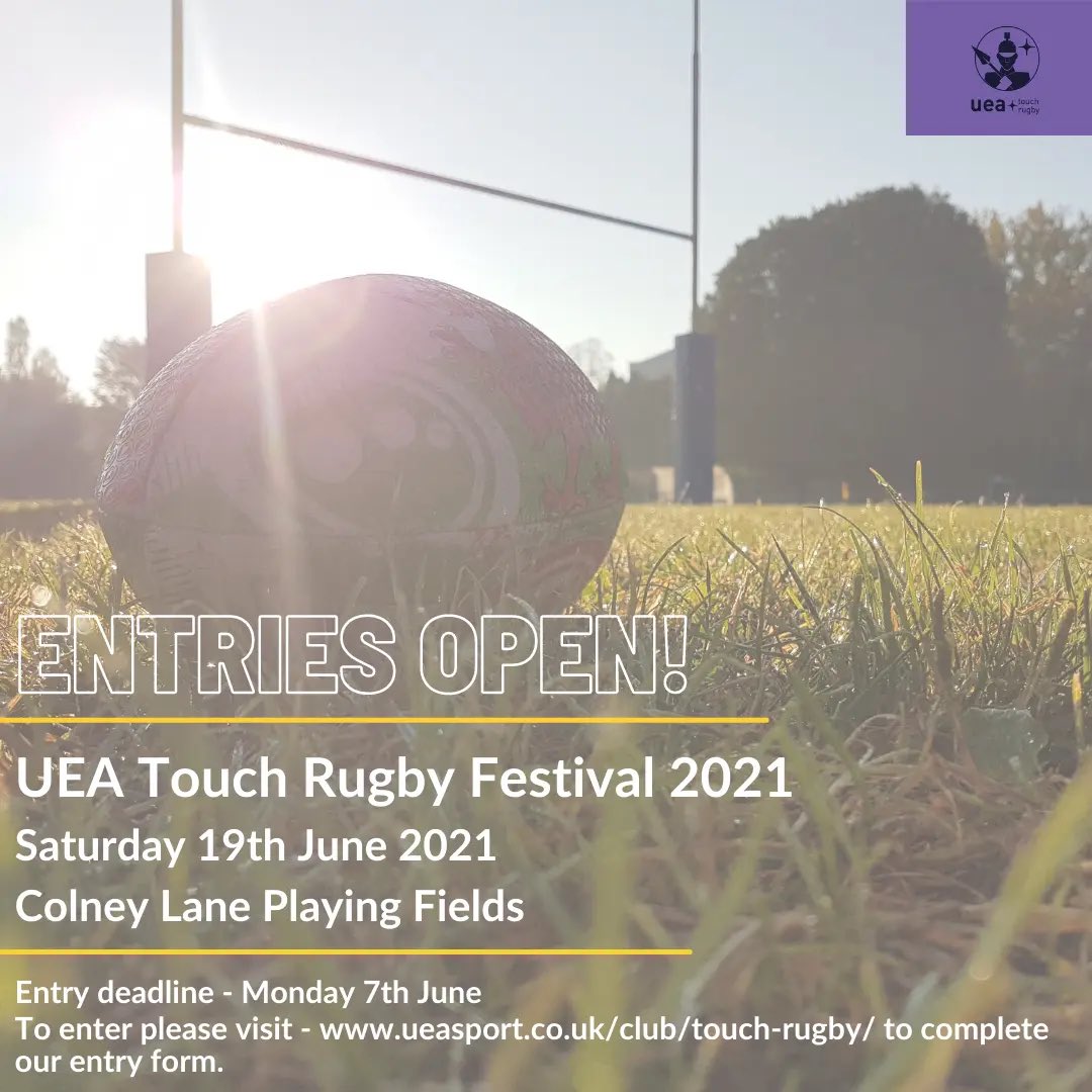 UeaTouch's tweet photo. 🎉EXCITING NEWS🎉
We are delighted to host Touch Fest on 19th June! 
For more information and to enter, please visit the link in our bio

@ueasport @EnglandTouch #englandtouch #touchrugby #ueasport #uea https://t.co/L3LGfUNQ9s