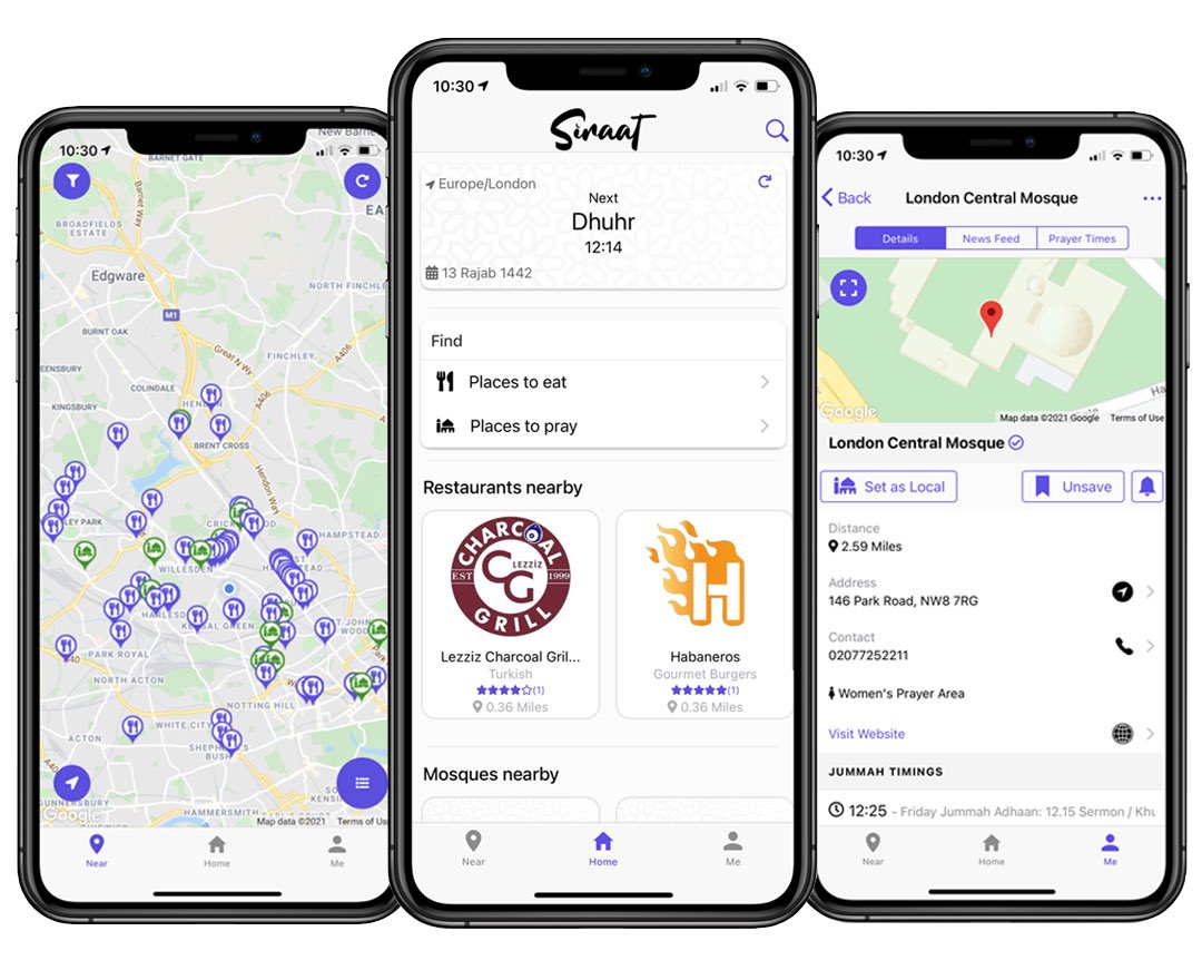 SiraatApp's tweet photo. Out and about and looking for a place to pray 🕌 and then maybe grab something to eat 🍔🍟? Check out our app📱which will locate the nearest places and let you filter to find the perfect place to satisfy your cravings! https://t.co/H86nfgdUyV https://t.co/iMOuNrOtiJ