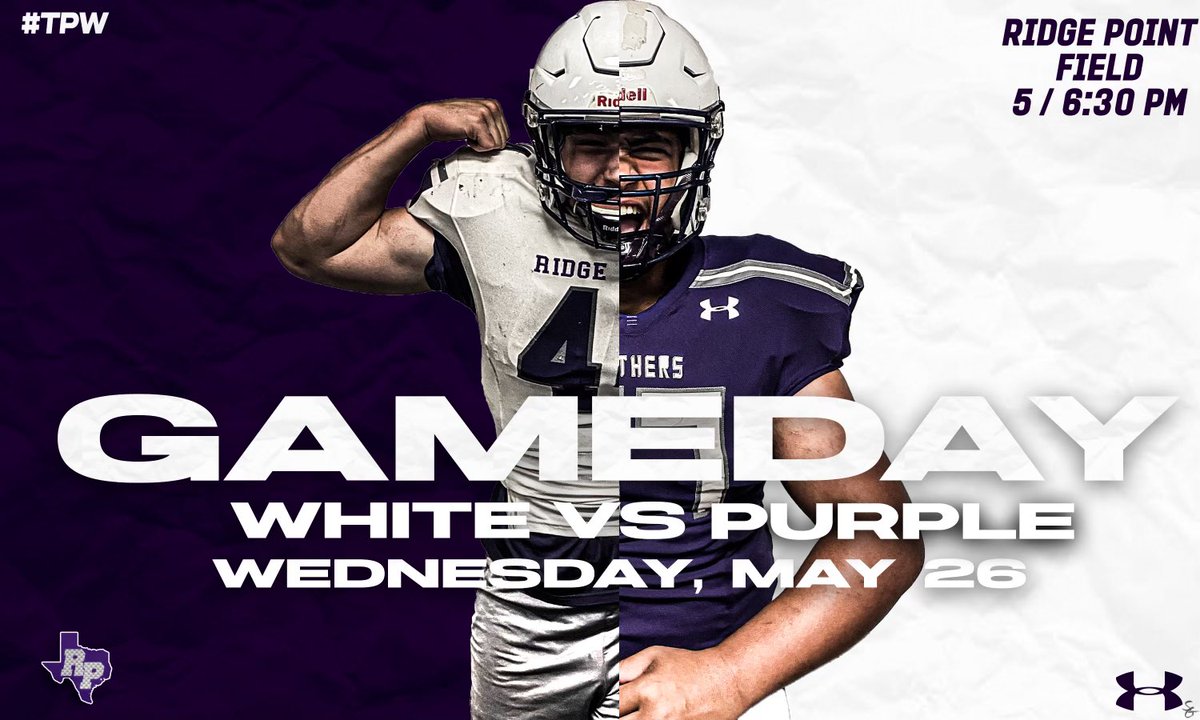 CoachKScholz's tweet photo. Ridge Point Purple/White Spring Game tomorrow at RPHS!!!
You know the White Team is getting this win with @FBISDAthletics as our head coach!! #IcyBoys #RPFB #TPW
Get here at 5 for the Futures Game as well to see the great talent coming up next!! https://t.co/xTowTSBr5A