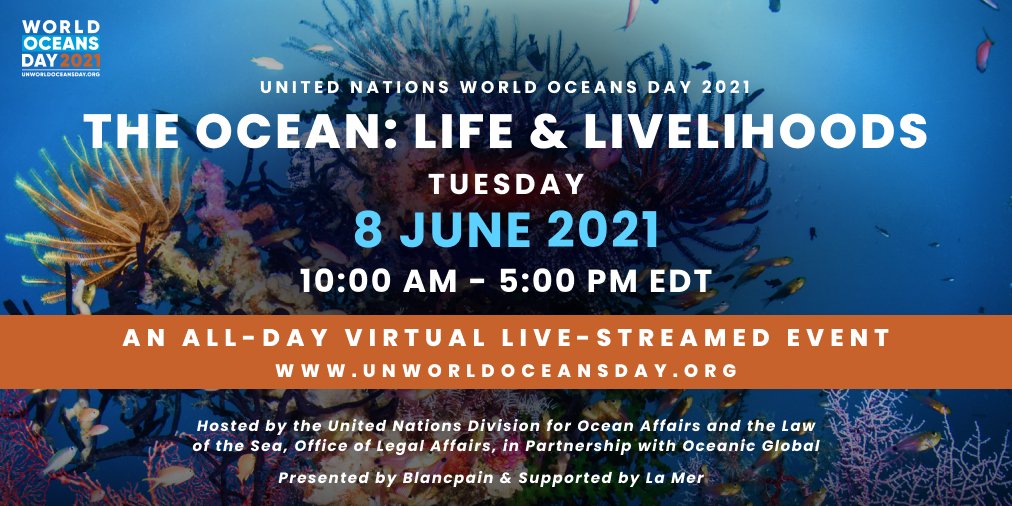 Save the date 📅  Join us on 8 June in celebrating #WorldOceansDay, with the United Nations! This year’s event will highlight the #ocean as the supporter of all life on Earth and present solutions for protecting it. 🐠

ℹ️: UNWorldOceansDay.org 
🌊: oceandcade.org
