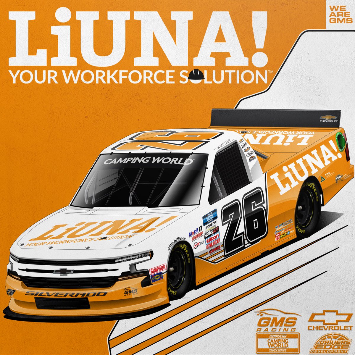GMSRacingLLC's tweet photo. Summertime vibes for @TylerAnkrum and @LIUNA. π
#WeAreGMS #NASCAR #TA26 #YourWorkforceSolutions https://t.co/g6k0wEbcYh
