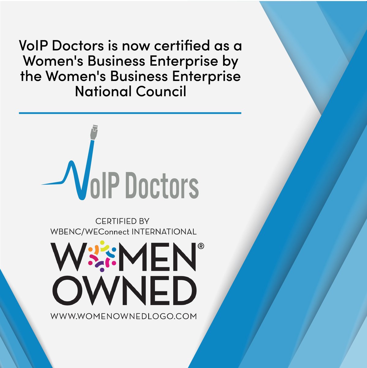 CCSNJ's tweet photo. @voipdoctors, a woman-owned and rapidly growing business telecommunications firm, is proud to announce national certification as a Women’s Business Enterprise (WBE) by the Women’s Business Enterprise Council! 

Click here to read the full press release: https://t.co/CYygW0uUED https://t.co/j6xzXsPlRc