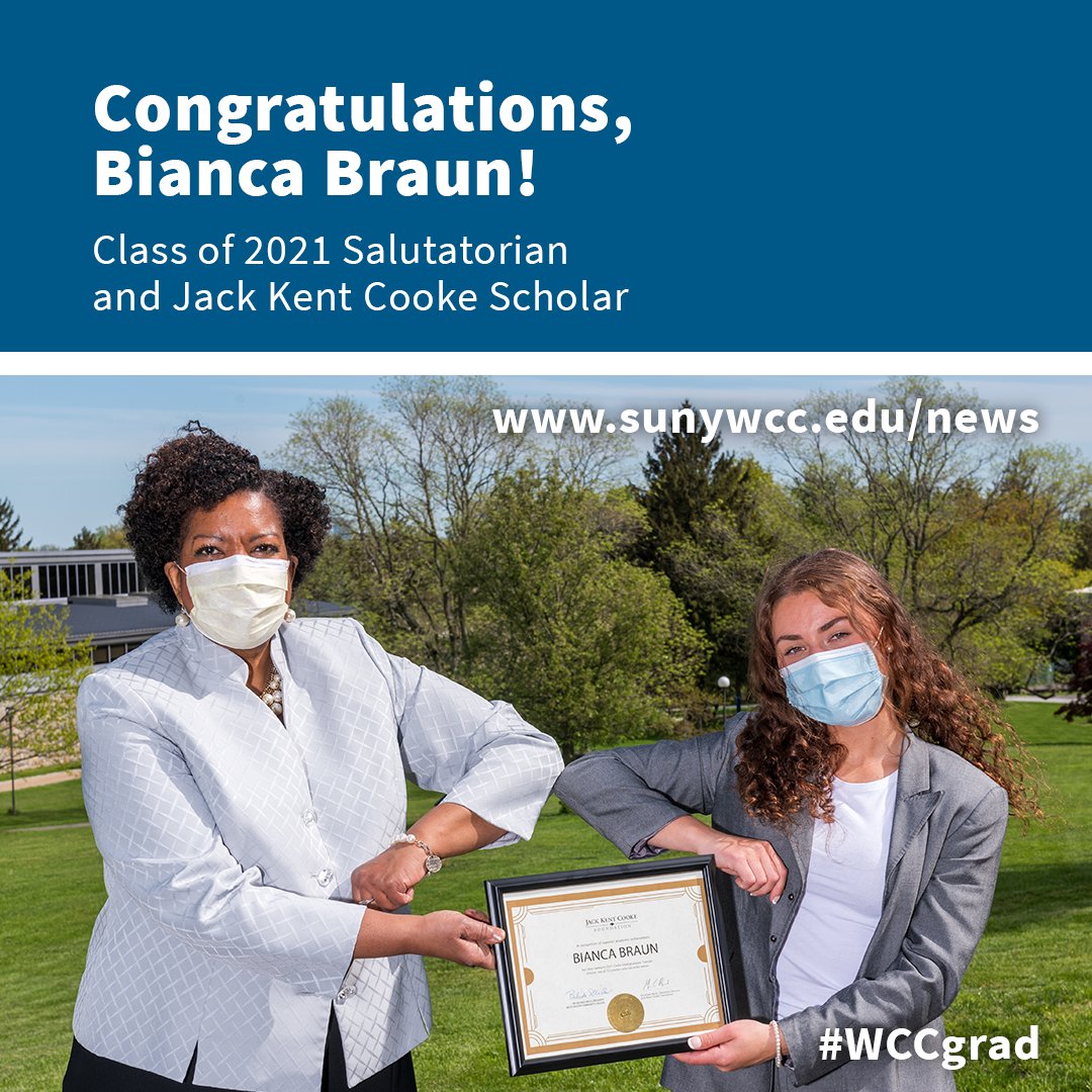 sunywcc1's tweet photo. Congrats to WCC Honors College grad, Bianca Braun, for receiving the prestigious and highly competitive Jack Kent Cooke Scholarship, which she will use at Harvard University where bold transformations will surely continue for her life!
https://t.co/gksKooTw3b
#WCCgrad https://t.co/A11Sc3waQA