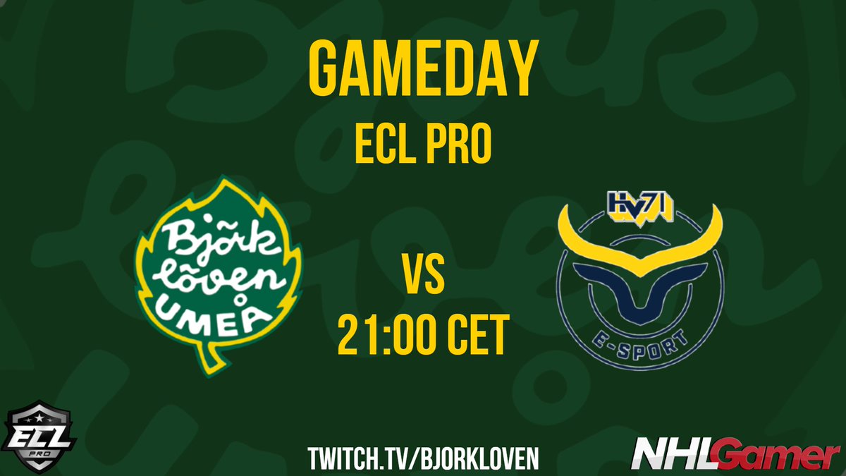 BjorklovenNHL's tweet image. After an inspiring premiere with a good outcome, we now have a two game battle against tough opponents @hv71_eshl . Puck drop at 21:00 CET.

🆚 @hv71_eshl 
🕘 21:00 &amp;amp; 21:30 CET
📺 twitch.tv/Bjorkloven

@NHLGamerCOM @Bjorkloven #ecl12