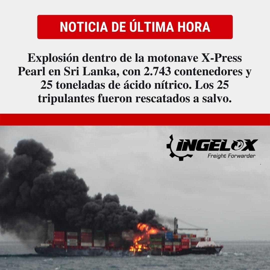 IngeloxSAS's tweet photo. Explosión dentro de la motonave X-Press Pearl en Sri Lanka.

#BreakingNews #ULTIMAHORA #cargo #logistica https://t.co/jiXdseAAxr