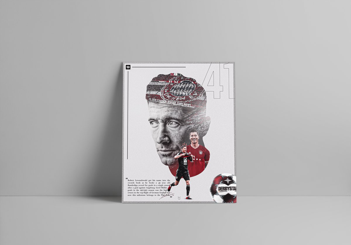 Bayern_Graphics's tweet photo. GIVEAWAY | To celebrate Lewandowski breaking legendary Gerd Müller Bundesliga record I'm giving away prints with this updated artwork (worldwide shipping included). All you need to do is retweet this tweet &amp; be a follower. 

3 winners will be announced on 30/05 at 7pm (CEST). https://t.co/GJ1pGleQPa