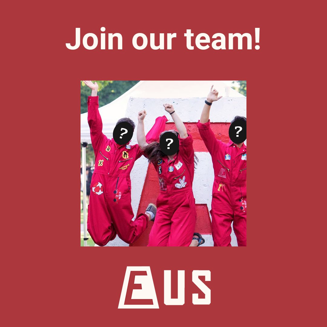 The EUS is now recruiting volunteers!! Deadline is June 1st.

Why volunteer? Whether you are looking to bond with engineers, learn a new skill, make change in your community, or just have a good time, we have the role for you. So apply now! bit.ly/3bUlmKZ