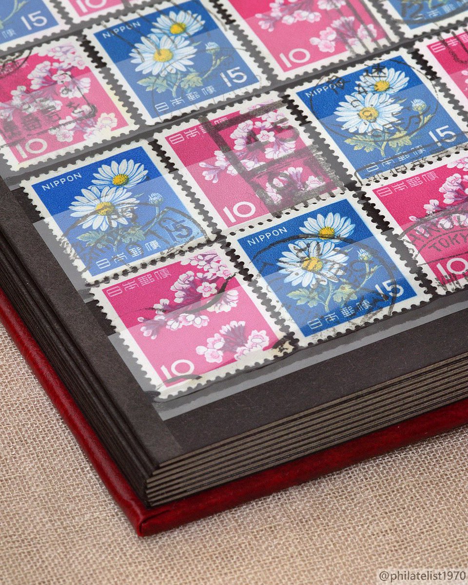 Flower themed Japan postage stamps from 1960s. Cherry Blossoms (1961), Chrysanthemums (1966). #philately #filatelia #collection #ephemera