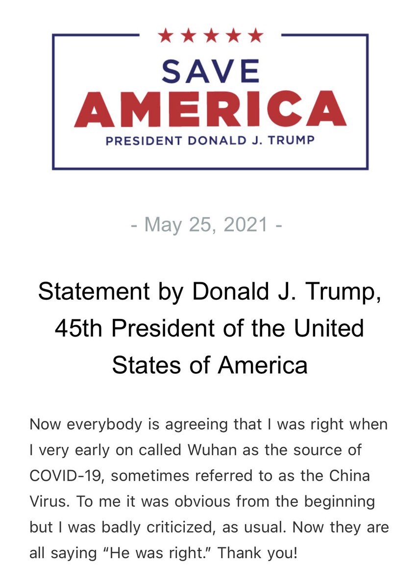 Statement by Donald J. Trump, 45th President of the United States of America