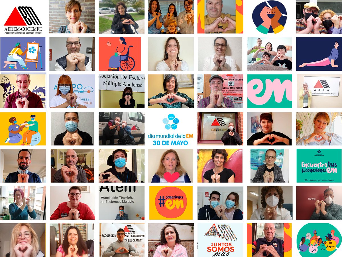El #DíaMundialEsclerosisMúltiple se celebra cada año el 30 de Mayo. AEDEM-COCEMFE y sus 46 asociaciones han preparado actividades y campañas con el objetivo de dar visibilidad a las personas con #EsclerosisMúltiple. #ConexionesEM Conócelas y participa. 👇aedem.org/ini/3811-activ…