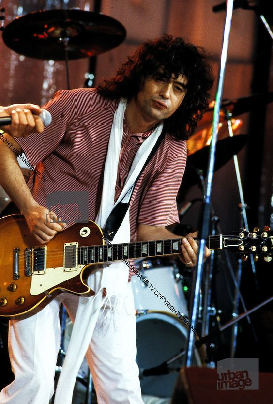 Jimmy Page playing at Live Aid, 1985. #LedZeppelin #JimmyPage
