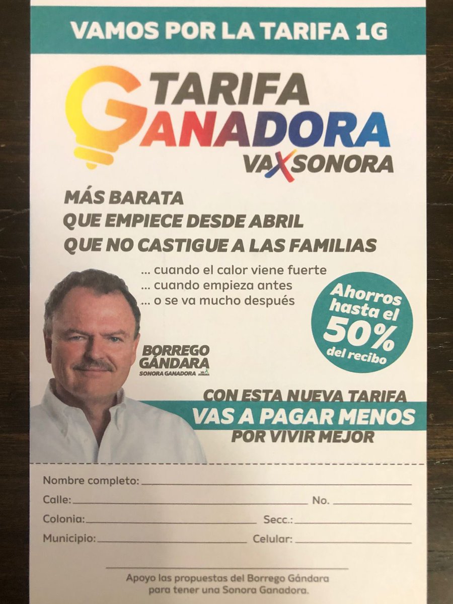 PalafoxDavid's tweet photo. #MegaConsulta TARIFA GANADORA en todo Sonora @EGandaraC #LuzMasBarata #CampañaDePropuestas #CampañaPermanente https://t.co/jZKeKHyObo