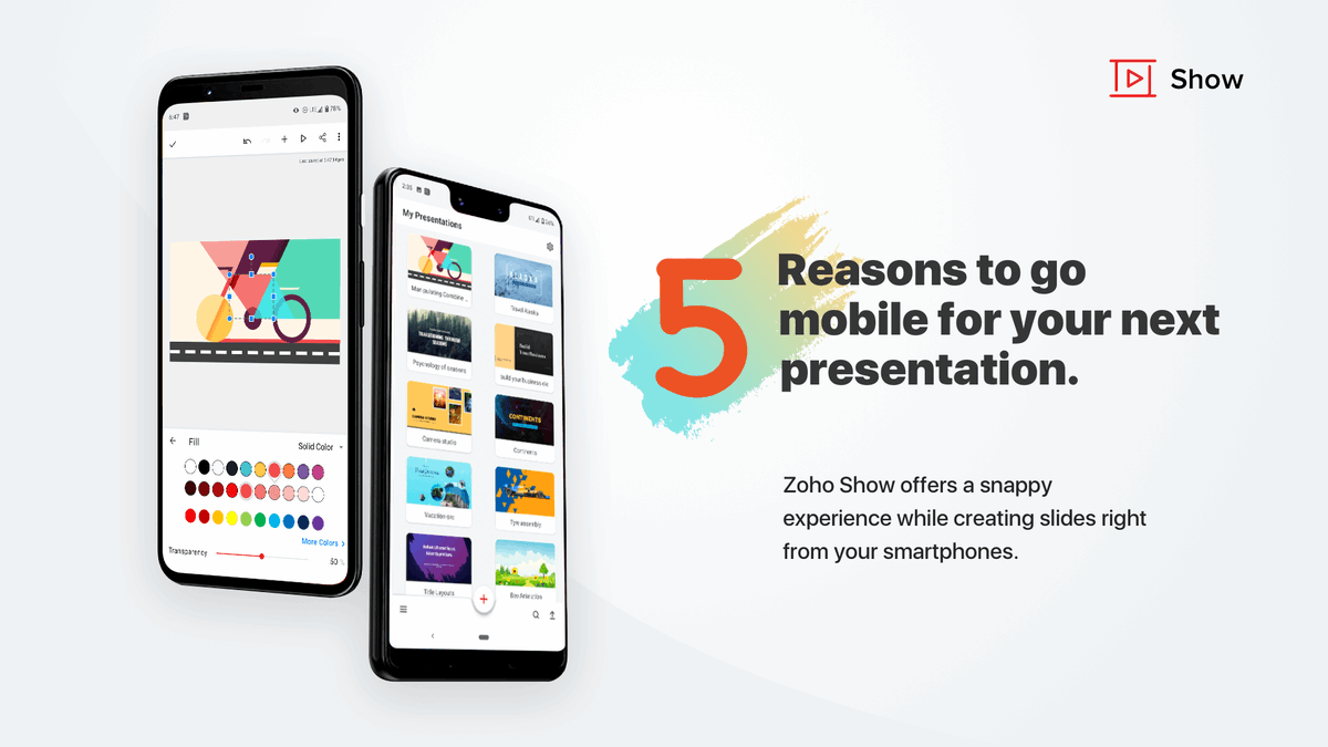 ZohoShow's tweet photo. Take your presentation creation to the next level using the #ZohoShow app's features and tools. Read more to see how the Show app serves as a powerful business and collaboration tool - https://t.co/UzhfF1N5hU 
#PresentationApp #BusinessPresentation #MobileApp #ShowApp https://t.co/xlCGc5tKgE