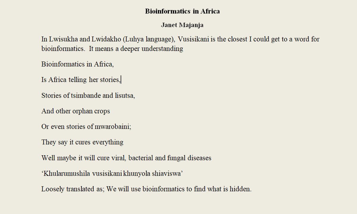 janetmajanja's tweet photo. So here is my entry for Africa day. Bioinformatics in Africa @H3ABIONETAFRICADAY @LutiviniM @kenyanjurist @leloeric https://t.co/SuzvbnQ8Tn