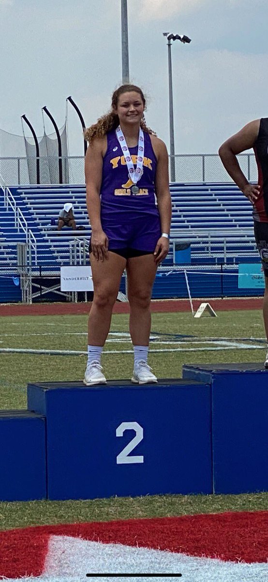 YorkDragonettes's tweet photo. Phenomenal performance today for @gabbybeaty32 at the TN State Track &amp; Field meet in Rockvale.

Gabby thru the shot 37’6” to set the school record and become a State Champion!!!

She followed that up with a 2nd in State in the discus with 100’5” 👀
#DragonetteNation
🐉🟣🟡🔥 https://t.co/H6OglWpHoi