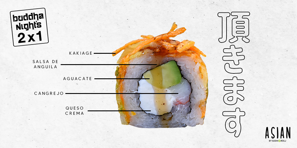 AsianSR_MX's tweet photo. Disfruta de nuestras Buddha Nights de lunes a jueves todo el día y prueba el delicioso Dalí Roll. 😍 https://t.co/BFg01RawId