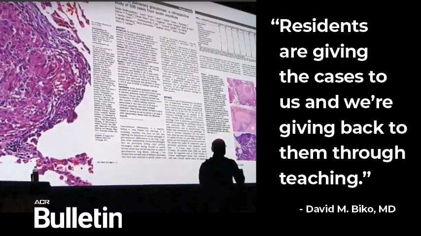 .<a href="/biko_md/">David Biko</a> spoke with the #ACRBulletin about his experience teaching residents at <a href="/AIRP_Radiology/">AIRP</a> — and why case submission is vital to enhancing the science of radiology. 💭 bit.ly/3uPspfl #RadRes