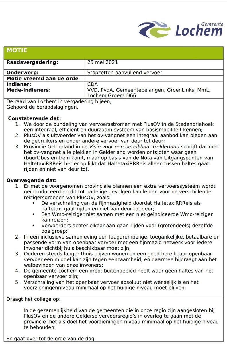 CDALochem's tweet image. Raadsbrede steun vanavond @raadLochem op motie "stopzetten aanvullend vervoer."