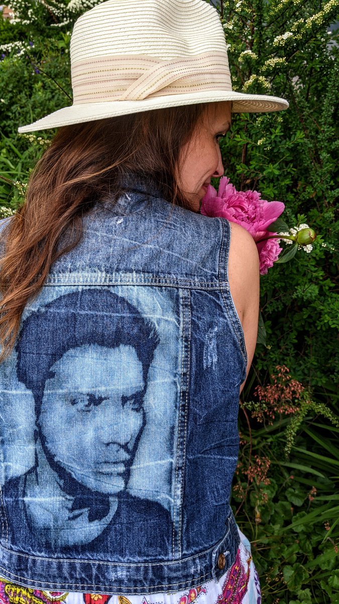 GottaBeCrazy2's tweet photo. #GISH2021 #GISHFest #item24: You say jacket, we say Jack-les! Create a portrait of Jensen Ackles on a denim jacket or pair of old jeans using dried mustard, bleach, or bedazzles. #GISH https://t.co/H4xvhNiM4V