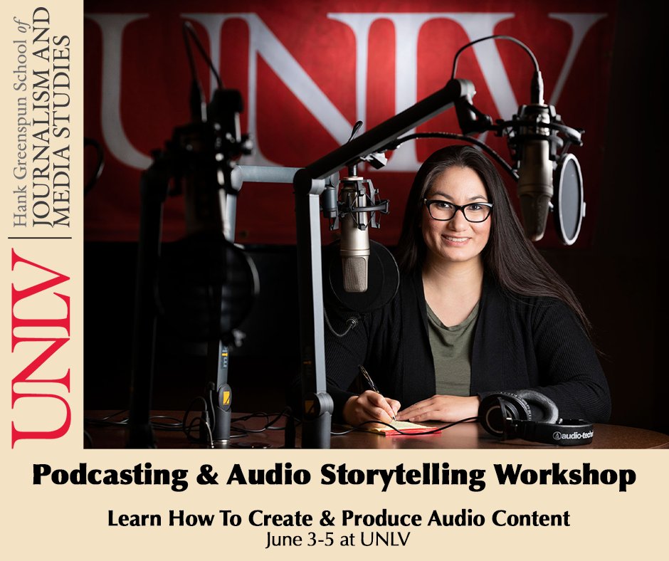 Rebels! Don't forget to sign up for the Podcasting and Audio Storytelling workshop presented by UNLV's School of Journalism &amp; Media Studies from June 3-5! Come stop by!  unlv.edu/jms/workshops
