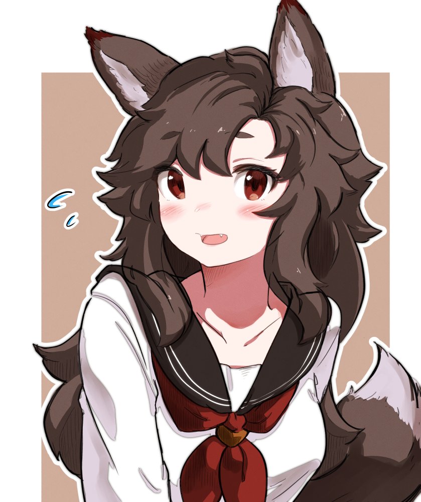 imaizumi kagerou 1girl solo animal ears wolf ears long hair tail brown hair  illustration images