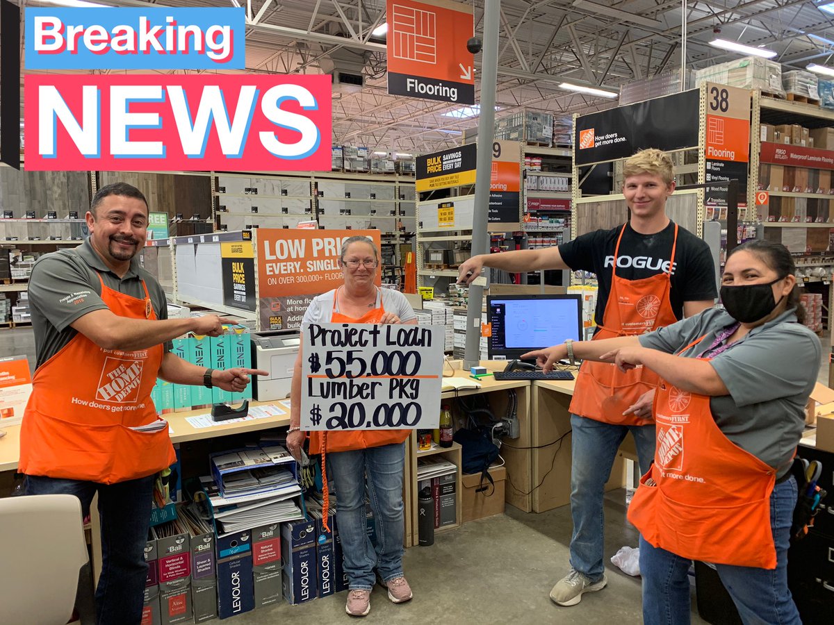 THD #6989 wants to give a HUGE shoutout to our flooring specialist Julie for qualifying her customer on a $55,000 project loan which in turn  purchased a $20,000 lumber pkg.  Bang! <a href="/jreed4401/">Jennifer Reed</a> <a href="/LMcmilian/">Liam Mcmilian</a> <a href="/milsonwheels55/">Greg mills</a> @DarrellStiffey <a href="/LegalleyF/">Floyd LeGalley</a> <a href="/Abby_Alcorta/">Abby Alcorta</a> <a href="/HD_Freddy6989/">Freddy Bernal</a>