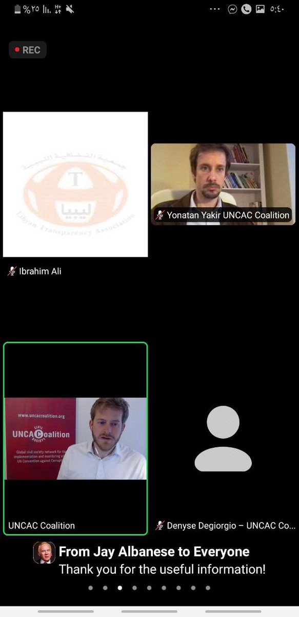 jotransparency's tweet photo. #JTCJo participated in the #UNCAC Coalition briefing on the preparations of the first-ever UN General Assembly Special Session #UNGASS against corruption. Thank you @uncaccoalition Mathias & Yonatan for this informative briefing and update. Looking forward to #UNGASS2021 @UNODC https://t.co/7rhcUAZt57