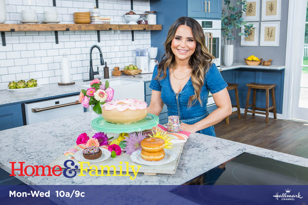 Friday is #NationalDonutDay and <a href="/rosannapansino/">Rosanna Pansino</a> is helping you get ready to celebrate with her over the top donut cake! #Recipe: hallmarkchannel.com/home-and-famil…
